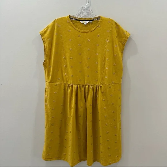 Boden Yellow Jersey T-Shirt Dress With Gold Honeycomb - Women’s US 12R (UK 16R) - Picture 3 of 11